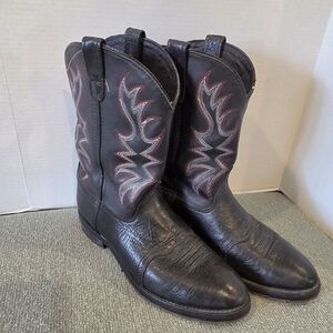 Double H Roper Mens Boots 10.5 D #3571 Black Red Leather Western Aeroglide 7